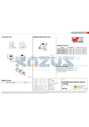 7427154 datasheet - STAR-RING Snap Ferrite with safety key technology