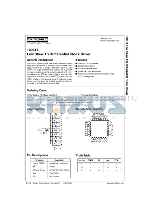 100311 datasheet - Low Skew 1:9 Differential Clock Driver