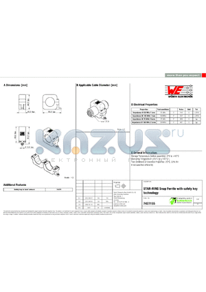 7427155 datasheet - STAR-RING Snap Ferrite with safety key technology