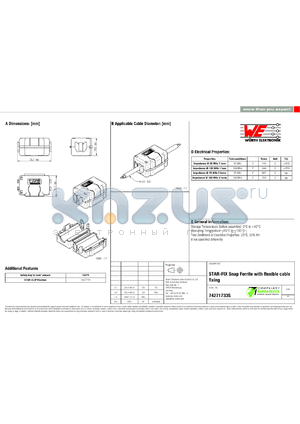 74271733S datasheet - STAR-FIX Snap Ferrite with flexible cable fixing