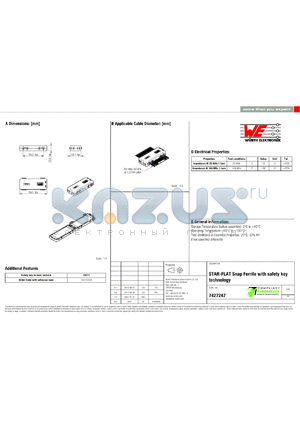7427247 datasheet - STAR-FLAT Snap Ferrite with safety key technology