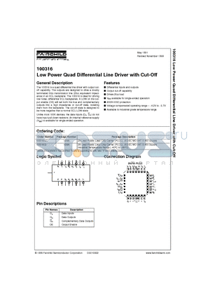 100316QI datasheet - Low Power Quad Differential Line Driver with Cut-Off