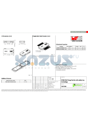 7427248 datasheet - STAR-FLAT Snap Ferrite with safety key technology