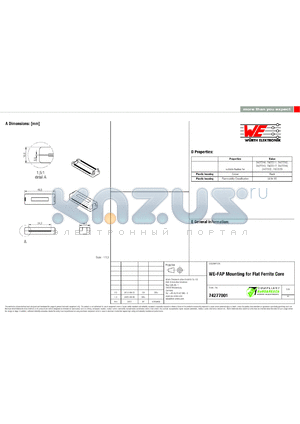 74277001 datasheet - WE-FAP Mounting for Flat Ferrite Core