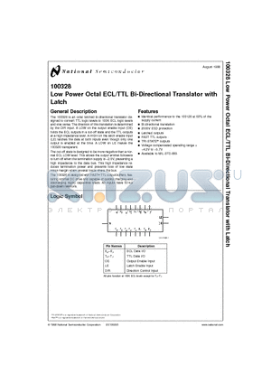 100328D datasheet - Low Power Octal ECL/TTL Bi-Directional Translator with Latch