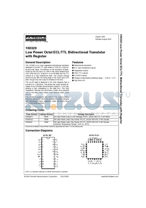 100329 datasheet - Low Power Octal ECL/TTL Bidirectional Translator with Register