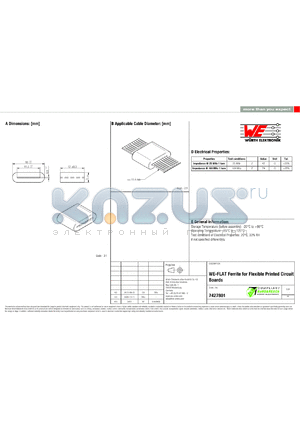 7427801 datasheet - WE-FLAT Ferrite for Flexible Printed Circuit Boards