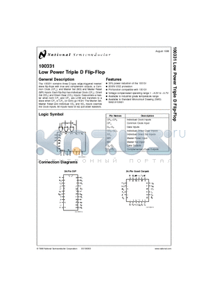 100331D datasheet - Low Power Triple D Flip-Flop