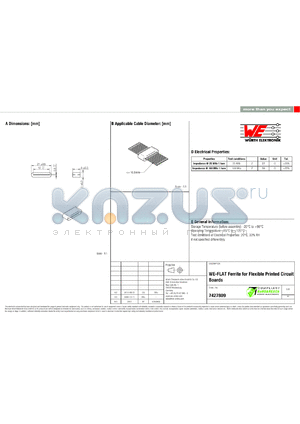 7427809 datasheet - WE-FLAT Ferrite for Flexible Printed Circuit Boards