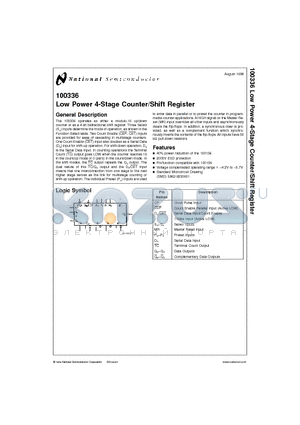 100336F datasheet - Low Power 4-Stage Counter/Shift Register