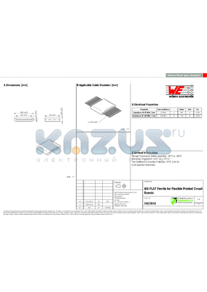 7427810 datasheet - WE-FLAT Ferrite for Flexible Printed Circuit Boards