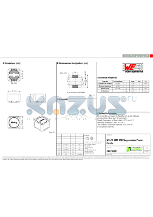 742792901 datasheet - WE-PF SMD EMI Suppression Power Ferrite