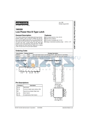 100350 datasheet - Low Power Hex D-Type Latch