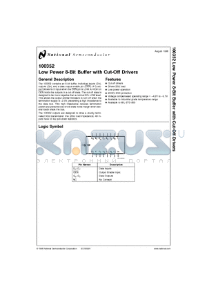 100352 datasheet - Low Power 8-Bit Buffer with Cut-Off Drivers