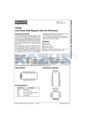 100354PC datasheet - Low Power 8-Bit Register with Cut-Off Drivers