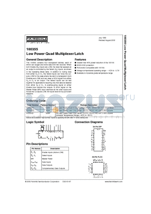 100355 datasheet - Low Power Quad Multiplexer/Latch