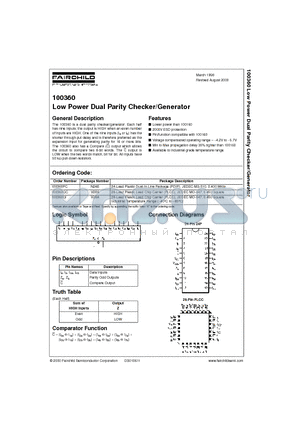 100360PC datasheet - Low Power Dual Parity Checker/Generator