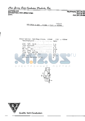 1N3515 datasheet - REF/REG DIODE, 250MW < P(D) s 400MW