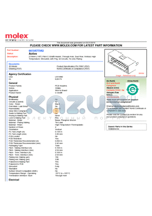 A-70568-0019 datasheet - 2.54mm (.100) Pitch C-Grid^ Header, Through Hole, Dual Row, Vertical, High Temperature, Shrouded, with Peg, 42 Circuits, Tin (Sn) Plating