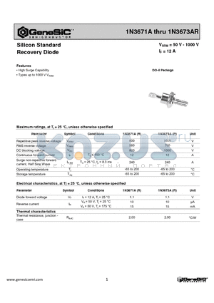 1N3671A datasheet - Silicon Standard Recovery Diode