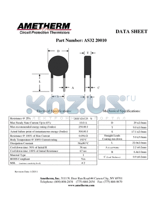 AS3220010 datasheet - Resistance @ 25`c