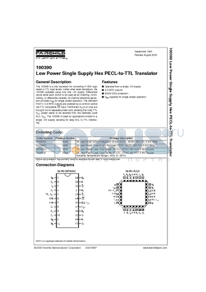 100390 datasheet - Low Power Single Supply Hex PECL-to-TTL Translator