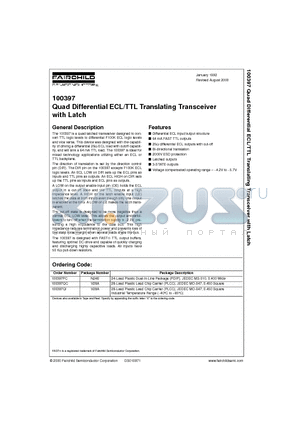 100397 datasheet - Quad Differential ECL/TTL Translating Transceiver with Latch