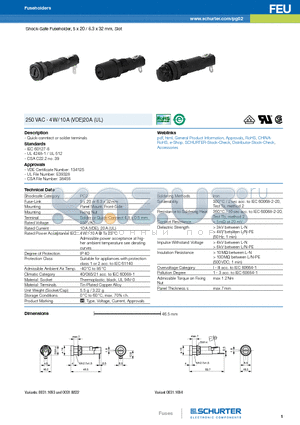 0031.1653 datasheet - Shock-Safe Fuseholder, 5 x 20 / 6.3 x 32 mm, Slot