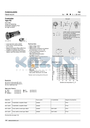 0031.2203 datasheet - Fuseholder Type FIZ