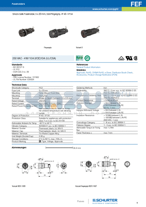 0031.1907 datasheet - Shock-Safe Fuseholder, 5 x 20 mm, Slot/Fingergrip, IP 40 / IP 54