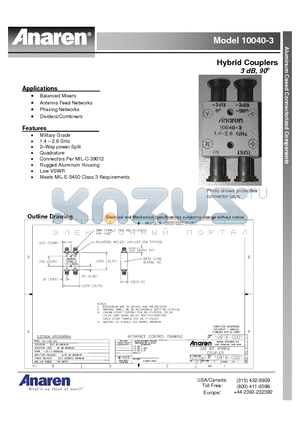 10040-3 datasheet - Hybrid Couplers