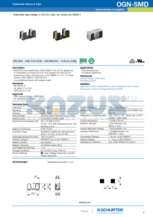 0031.8221 datasheet - Fuseholder Open Design, 5 x 20 mm, SMD, var. Covers, IEC 60335-1