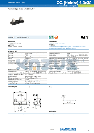 0031.8002 datasheet - Fuseholder Open Design, 6.3 x 32 mm, THT