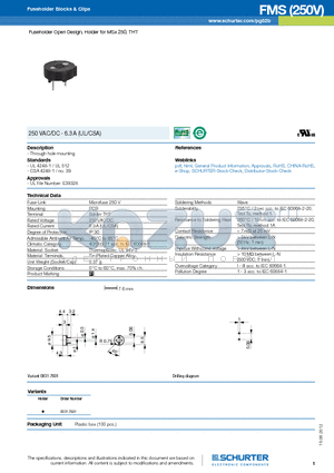 0031.7601 datasheet - Fuseholder Open Design, Holder for MSx 250, THT