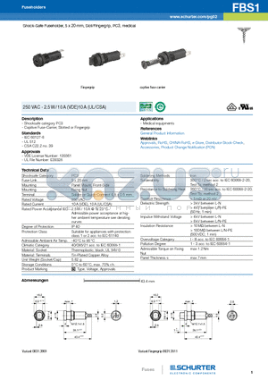 0031.3903 datasheet - Shock-Safe Fuseholder, 5 x 20 mm, Slot/Fingergrip, PC3, medical