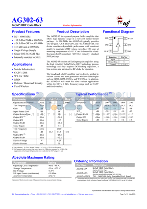 AG302-63-RFID datasheet - InGaP HBT Gain Block