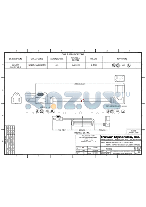 10086 datasheet - AMERICAN CORD SET; 230cm LONG NEMA 5-15P TO IEC 60320 C13, LEFT HANDED