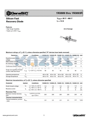 1N3893R datasheet - Silicon Fast Recovery Diode