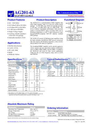 AG201-63PCB datasheet - InGaP HBT Gain Block