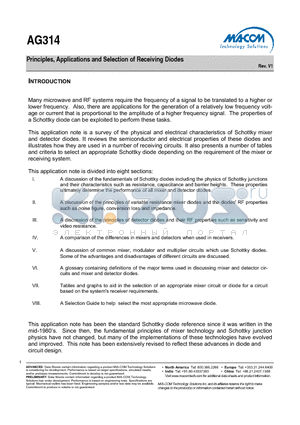 AG314 datasheet - Principles, Applications and Selection of Receiving Diodes