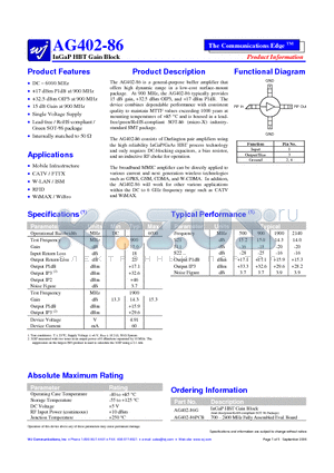 AG402-86PCB datasheet - InGaP HBT Gain Block