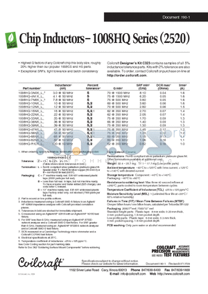 1008HQ-10NX_L datasheet - Chip Inductors