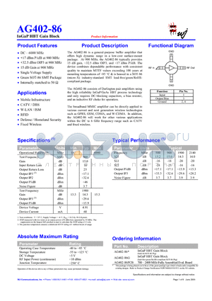 AG402-86 datasheet - InGaP HBT Gain Block