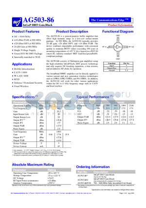 AG503-86 datasheet - InGaP HBT Gain Block