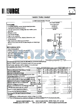 1N4001 datasheet - 1.0 AMP SILICON RECTIFIERS