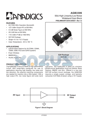 AGB3306S24Q1 datasheet - 50W High Linearity Low Noise Wideband Gain Block