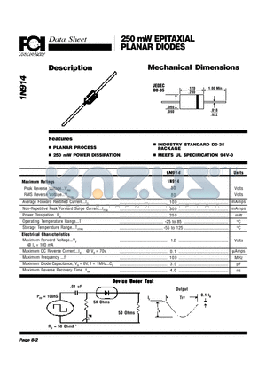 1N4001 datasheet - 1.0 Amp MINIATURE PLASTIC SILICON RECTIFIERS