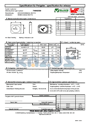 744042330 datasheet - POWER-CHOKE WE-TPC