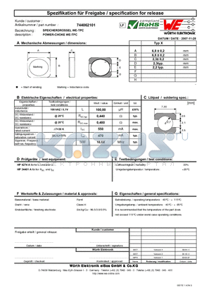 744062101 datasheet - POWER-CHOKE WE-TPC