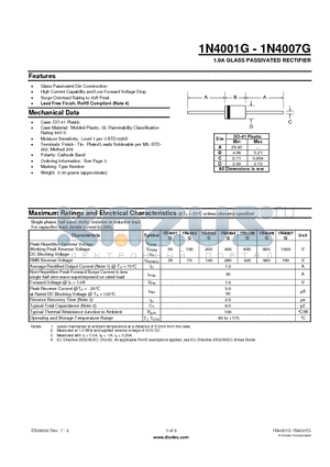 1N4001G_2 datasheet - 1.0A GLASS PASSIVATED RECTIFIER